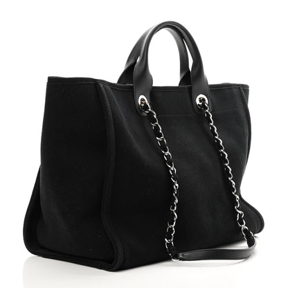 Chanel Canvas Pearl Medium Deauville Tote Black 3 of 11