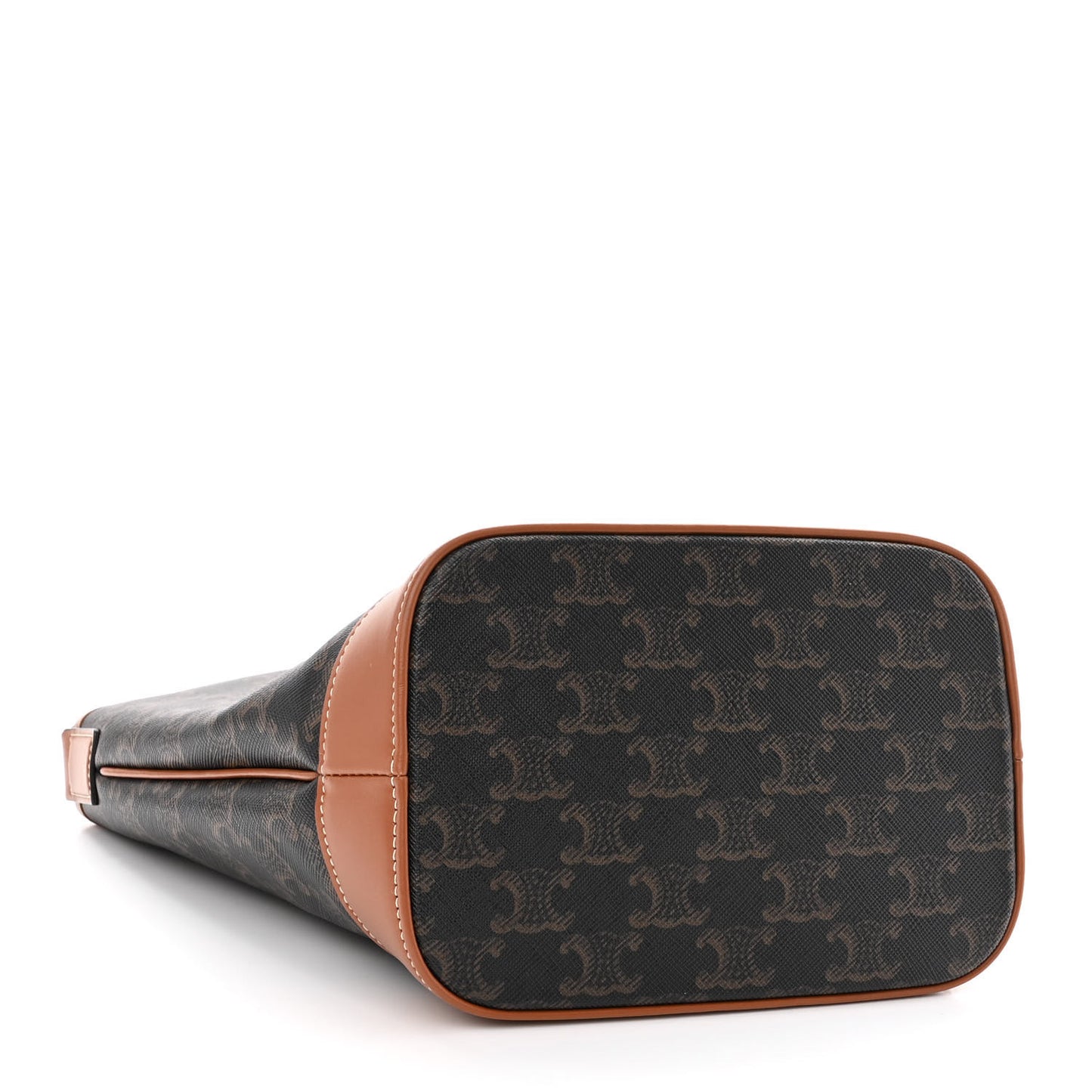 Triomphe Canvas Calfskin Small Bucket Bag Tan