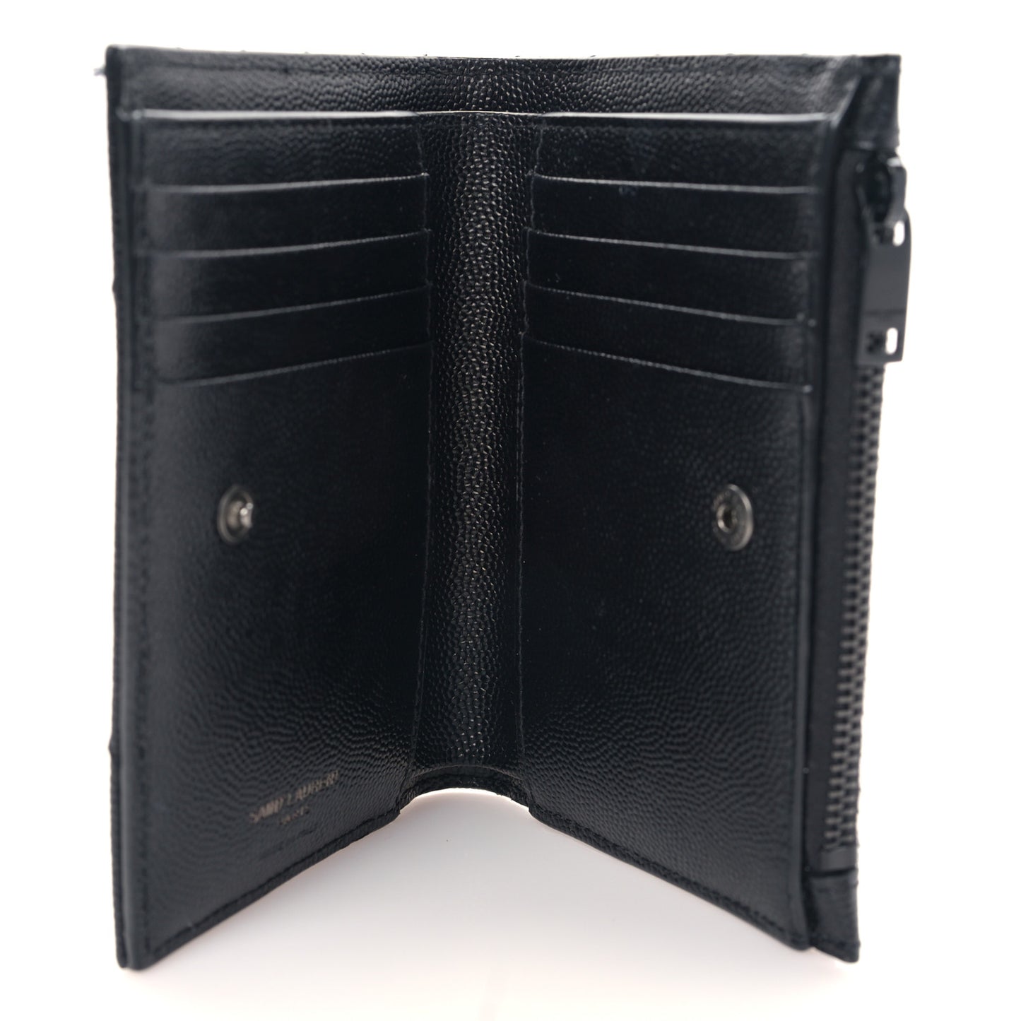 Grain De Poudre Matelasse Chevron Cassandre Fragments Zippered Bi-Fold Wallet Black