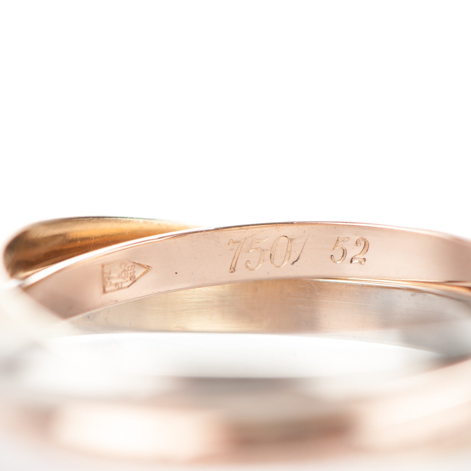 Cartier 18K Pink Yellow White Gold Extra Small Trinity Ring 52 6 4 of 5