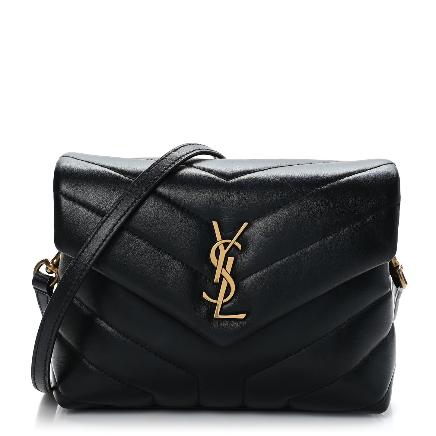 Calfskin Y Quilted Monogram Toy Loulou Crossbody Bag Black