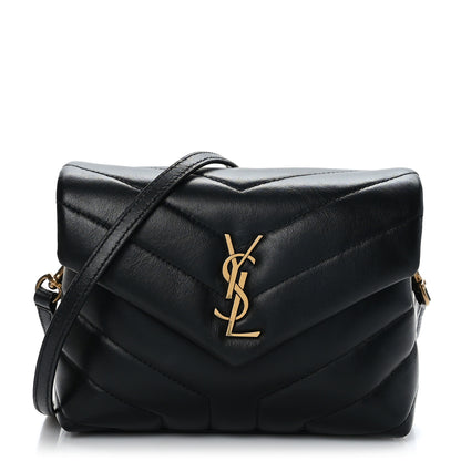 Saint Laurent Calfskin Y Quilted Monogram Toy Loulou Crossbody Bag Black 1 of 9