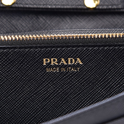 Prada Saffiano Metal Oro Chain Wallet Black 6 of 9