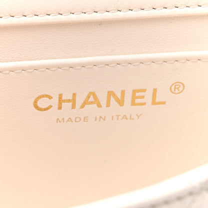 Chanel Shiny Lambskin Quilted Pearl Twist Mini Square Flap White 6 of 11