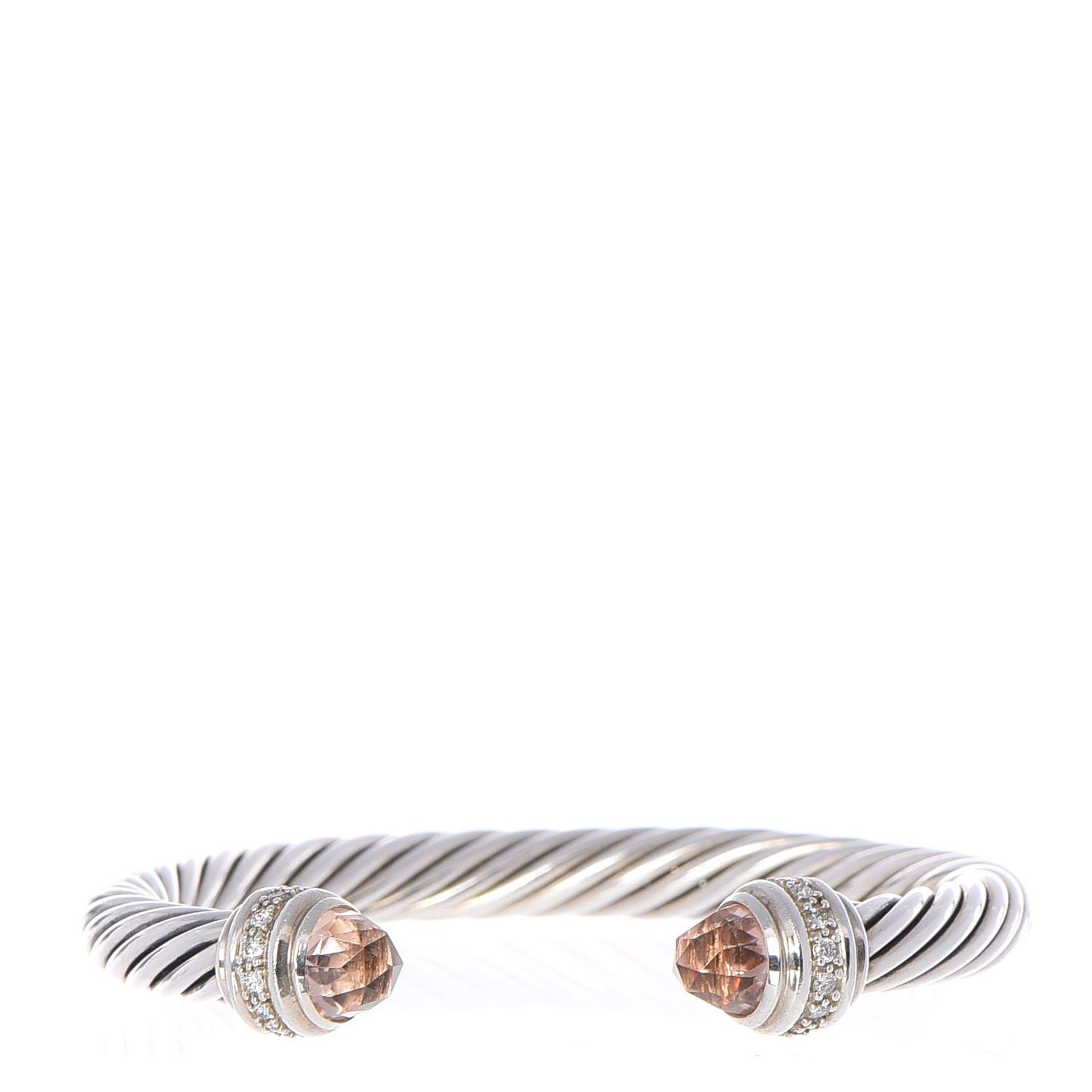 Sterling Silver Diamond Morganite 7mm Cable Classics Bracelet