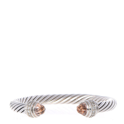 David Yurman Sterling Silver Diamond Morganite 7mm Cable Classics Bracelet 1 of 5