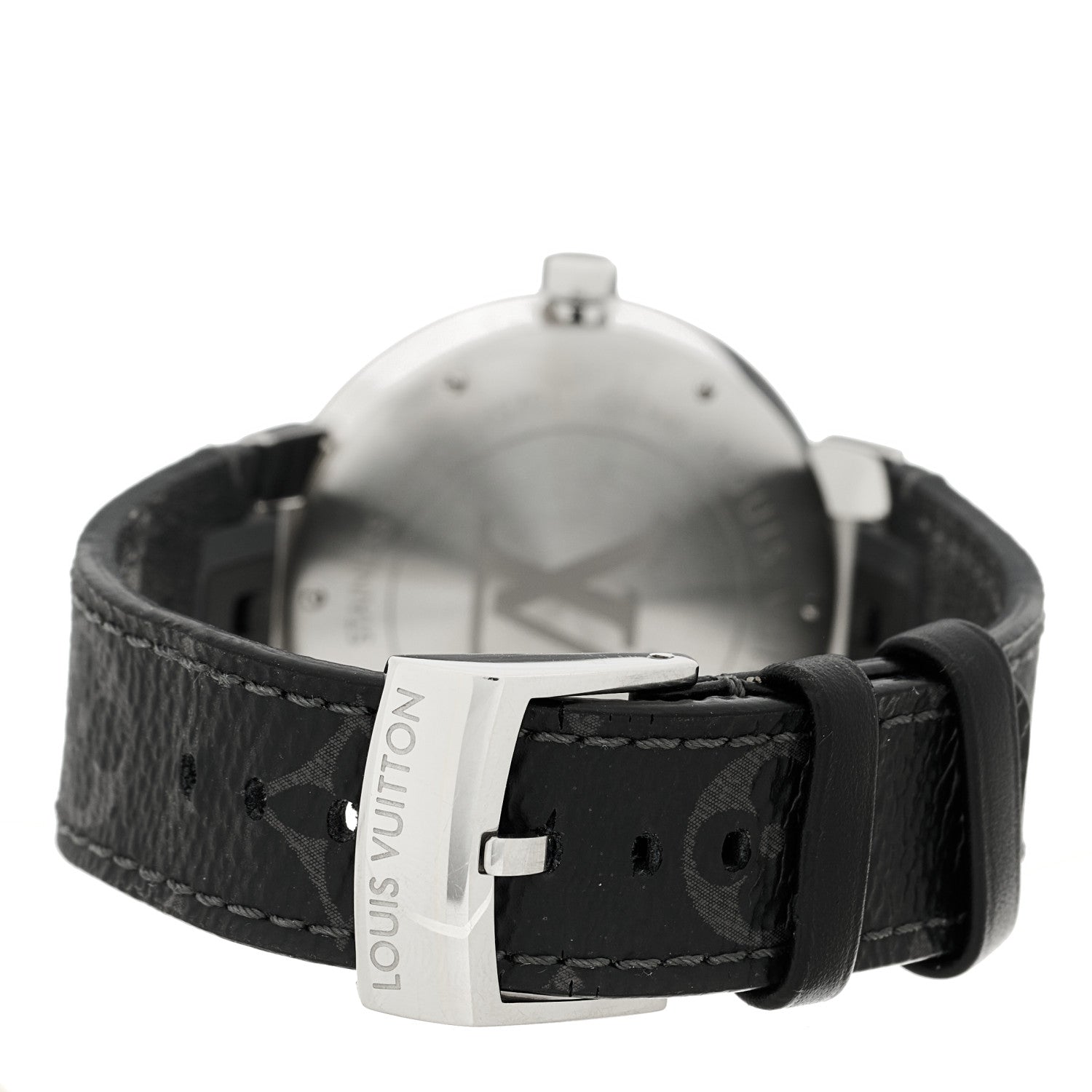Louis Vuitton Stainless Steel Monogram Eclipse 39mm Tambour Slim Quartz Watch 3 of 4