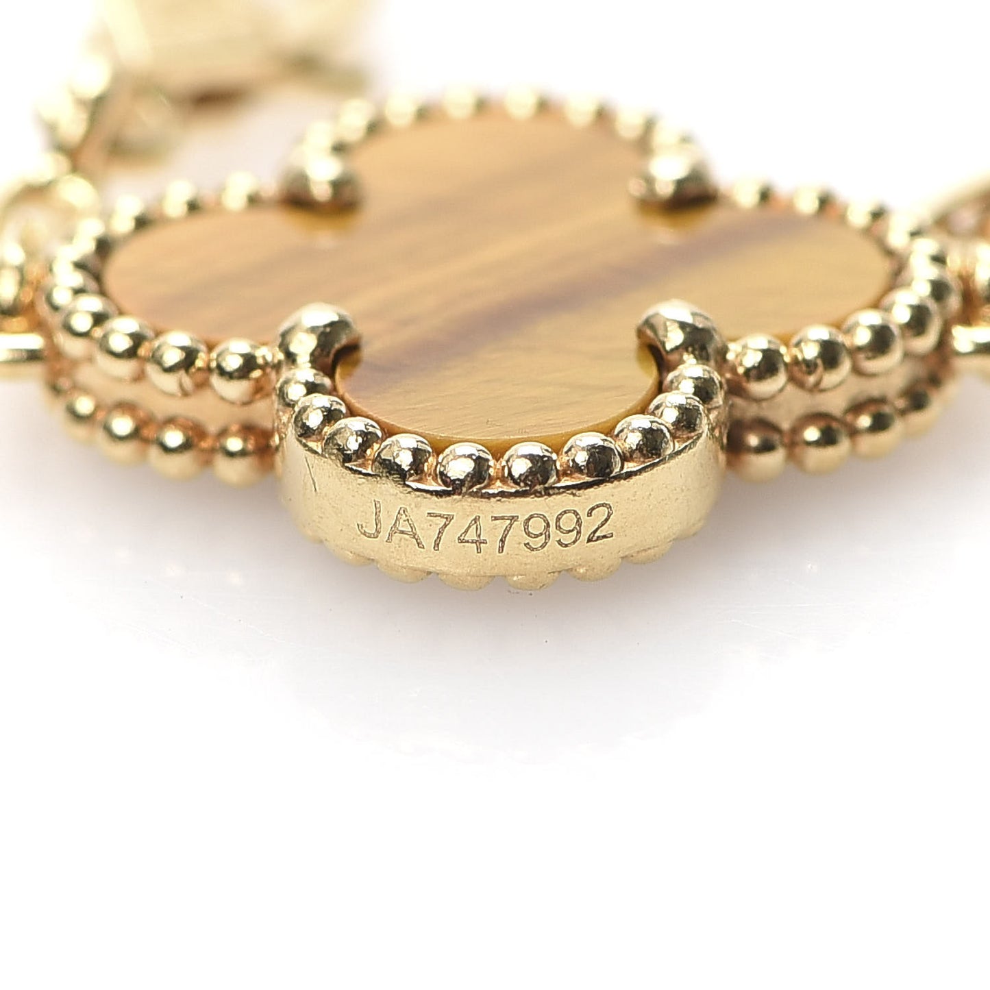 18K Yellow Gold Tiger Eye 5 Motifs Vintage Alhambra Bracelet