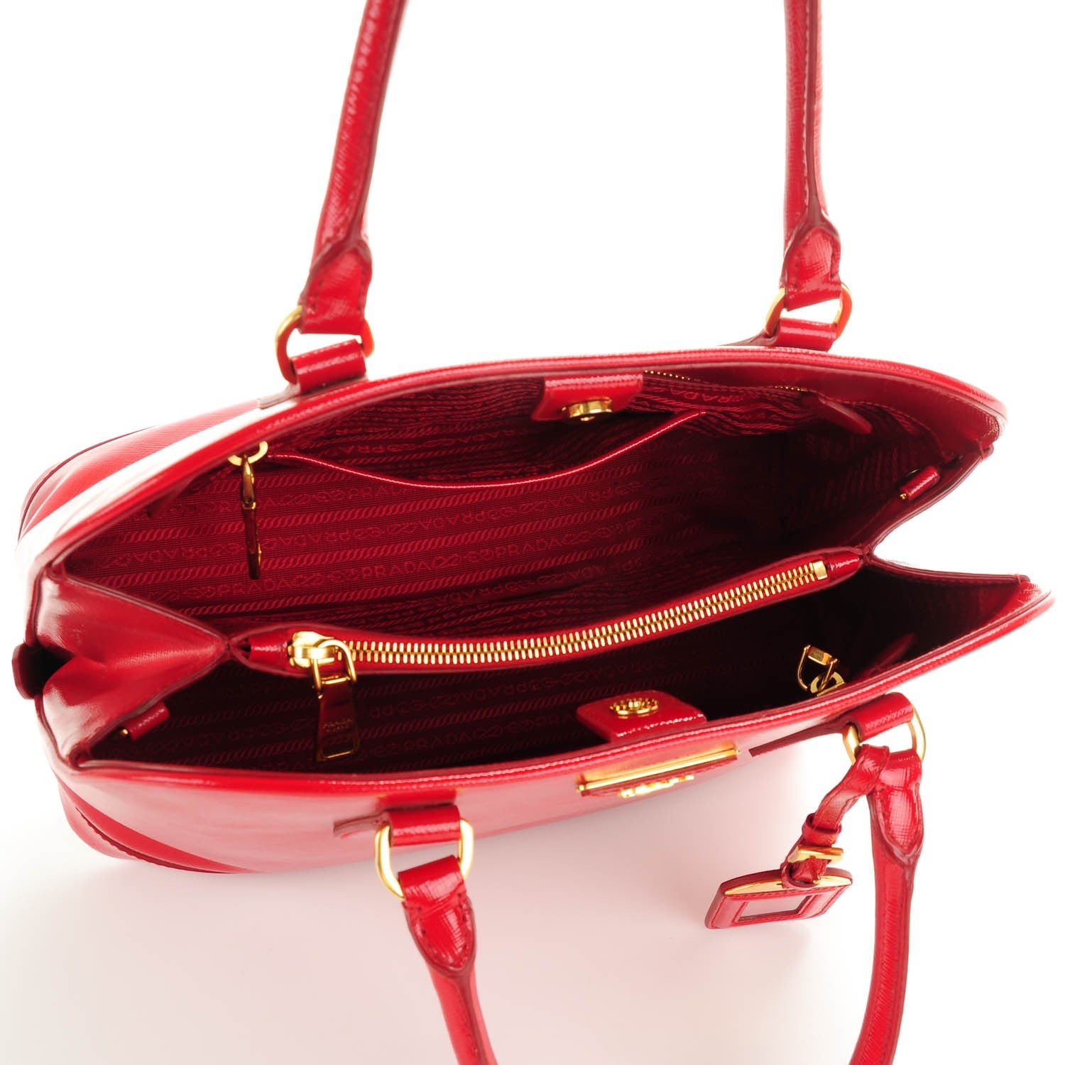 Prada Saffiano Vernice Open Promenade Tote Rosso 5 of 9