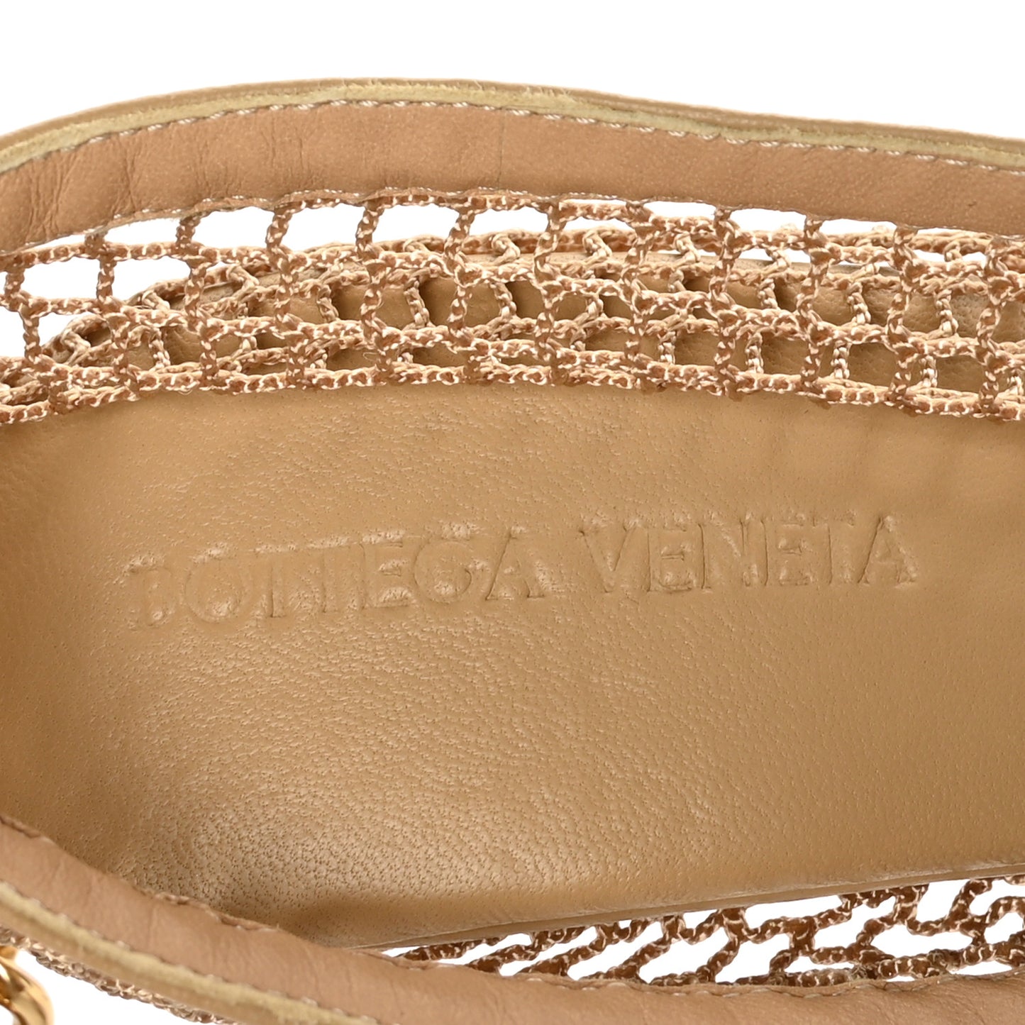 Mesh Calfskin Chain Stretch Pumps 36.5 Beige