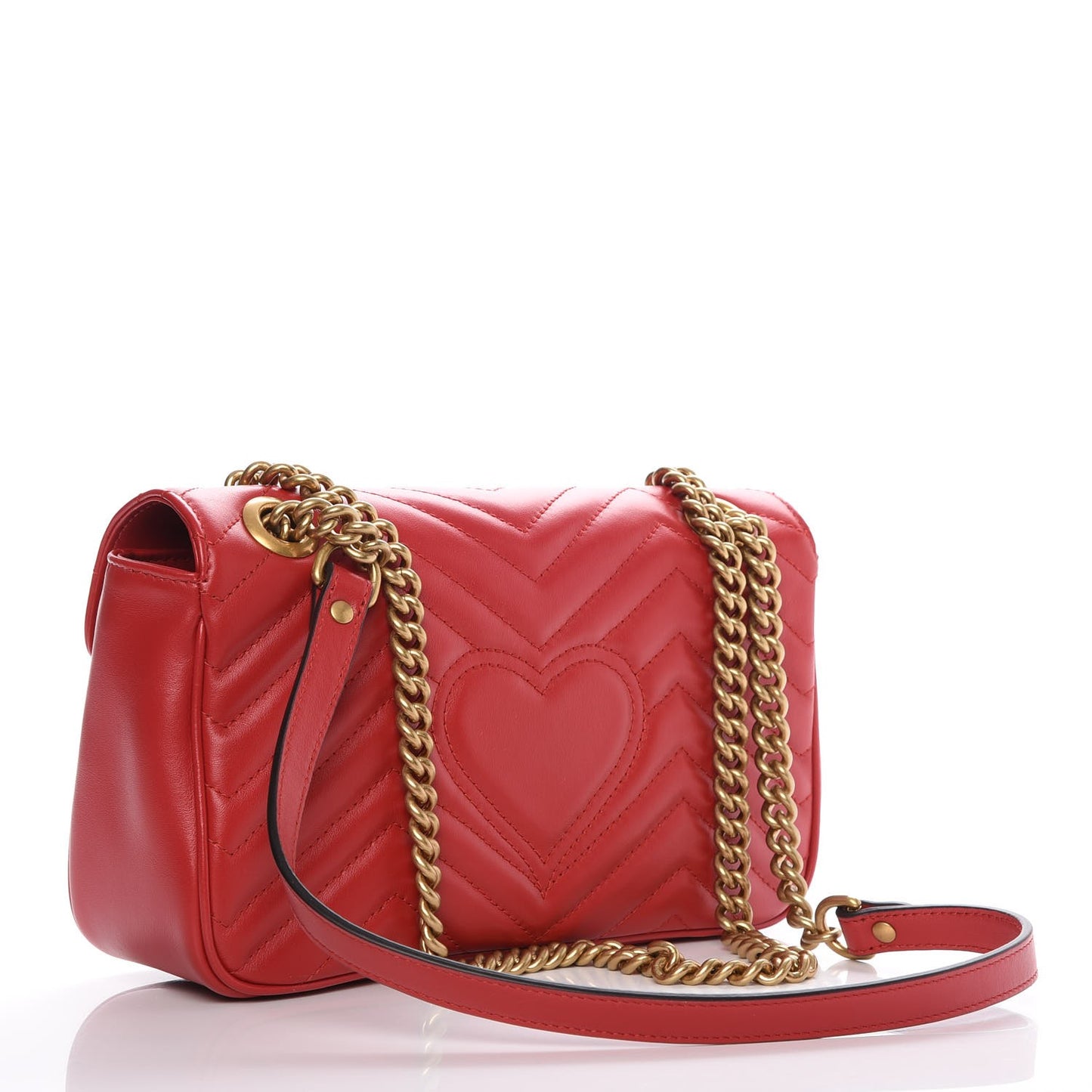 Calfskin Matelasse Small GG Marmont Shoulder Bag Hibiscus Red