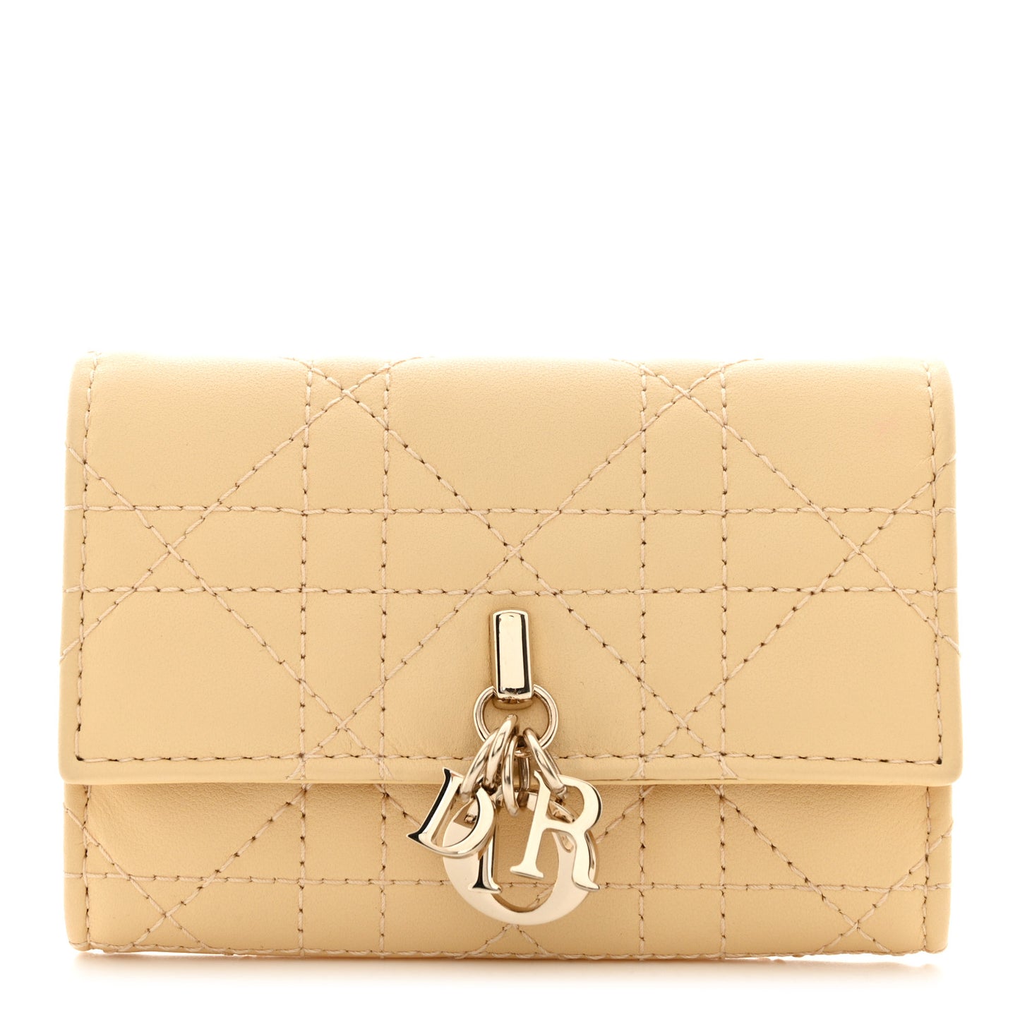 Lambskin Cannage Miss Dior Glycine Wallet Pastel Light Yellow