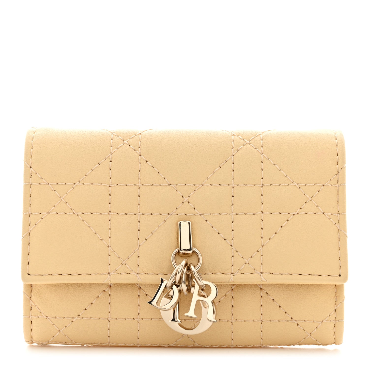 Christian Dior Lambskin Cannage Miss Dior Glycine Wallet Pastel Light Yellow 1 of 9