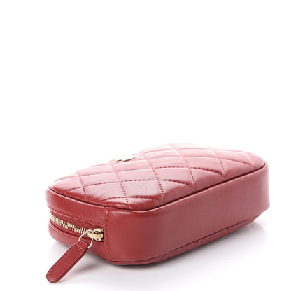 Chanel Lambskin Quilted Small Curvy Pouch Cosmetic Case Red 3 of 7