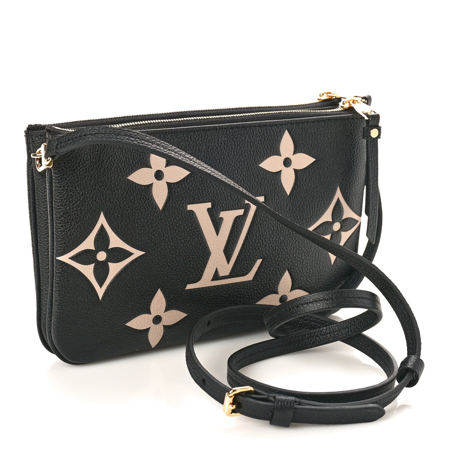 Louis Vuitton Empreinte Monogram Giant Double Zip Pochette Black Cream 2 of 9