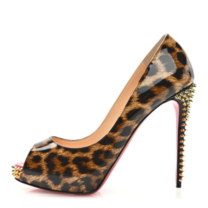Christian Louboutin Patent Leopard New Very Prive Spikes 120 Pumps 39.5 Brown 1 of 8