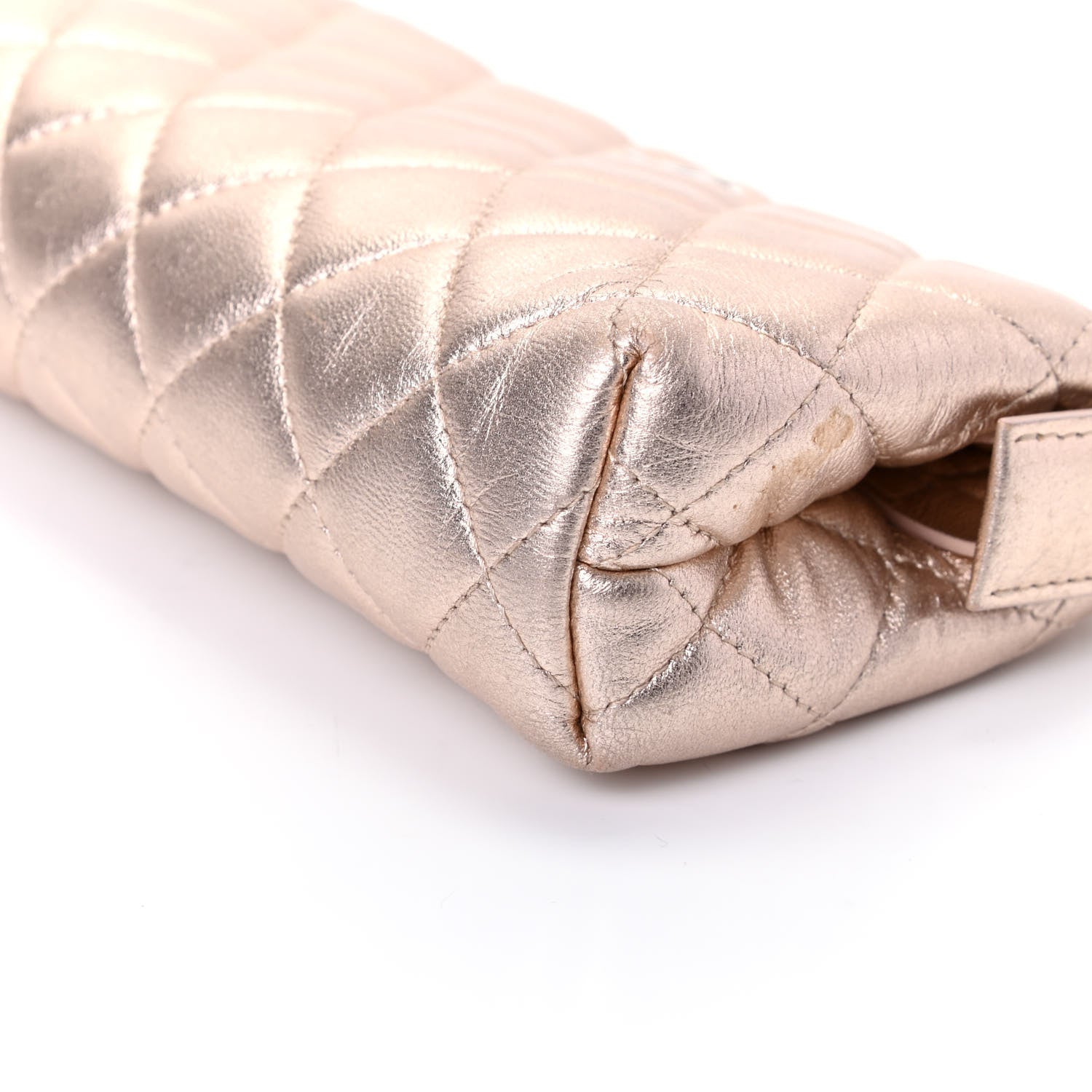 Chanel Metallic Lambskin Quilted Cosmetic Pouch Light Gold 7 of 11