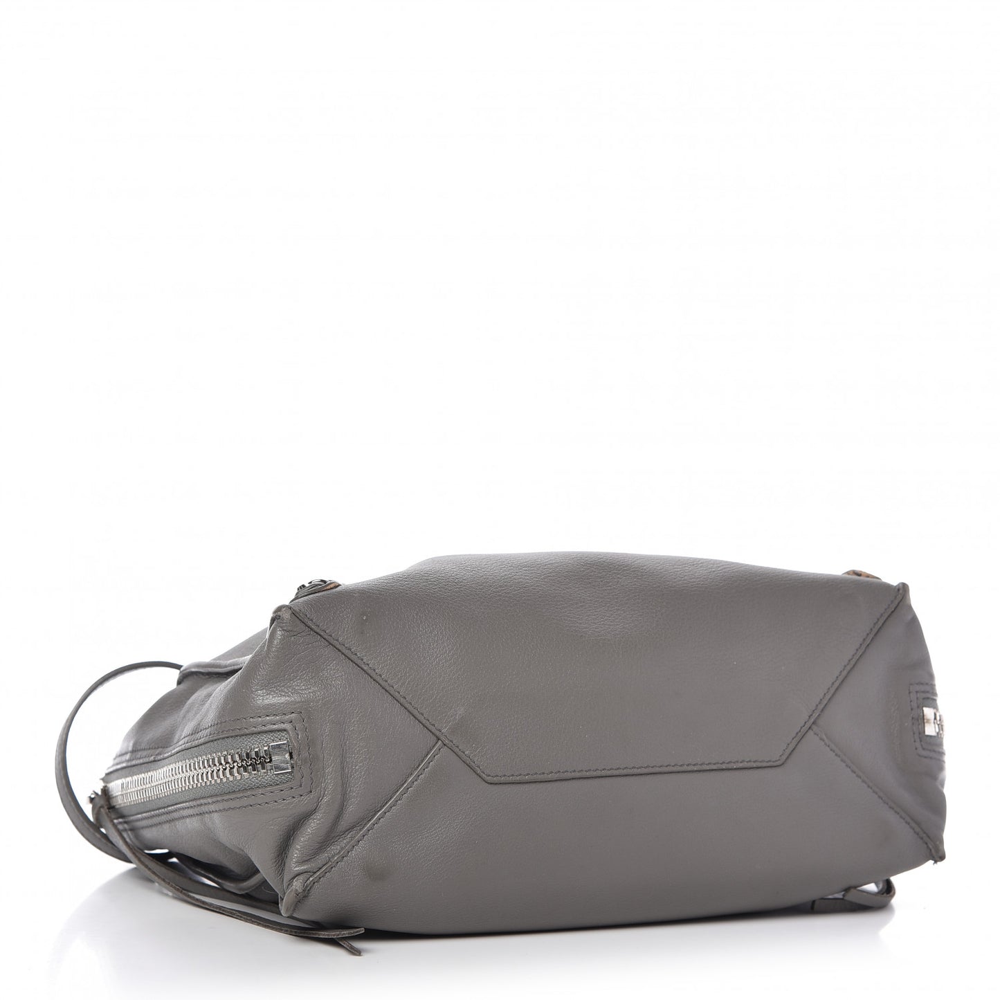 Veau Papier A6 Zip Around Tote Gris Acier