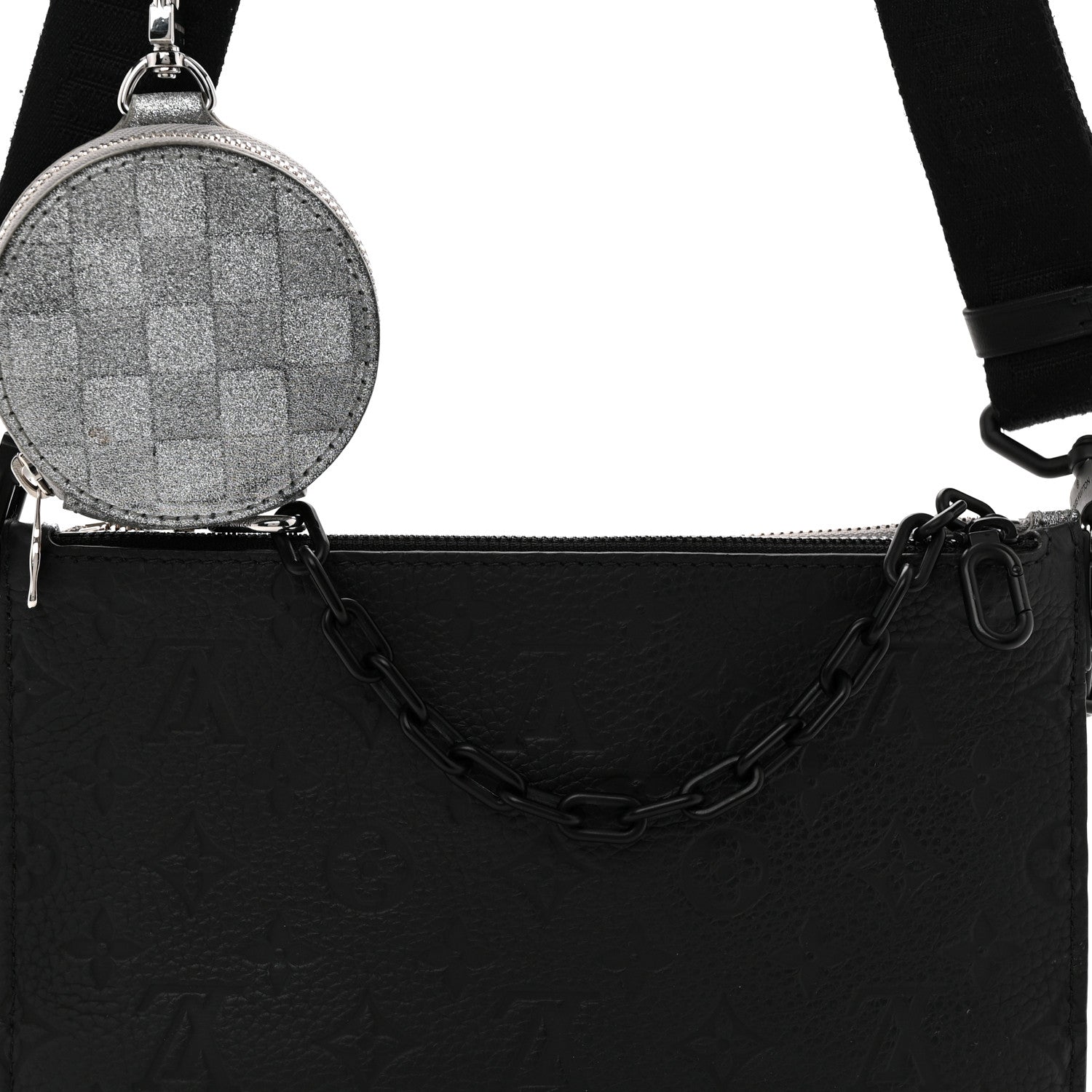 Louis Vuitton Damier Glitter Taurillon Monogram In The Loop Trio Pouch Black Silver 8 of 14