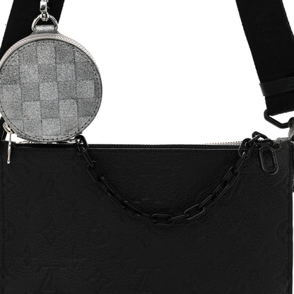 Louis Vuitton Damier Glitter Taurillon Monogram In The Loop Trio Pouch Black Silver 8 of 14
