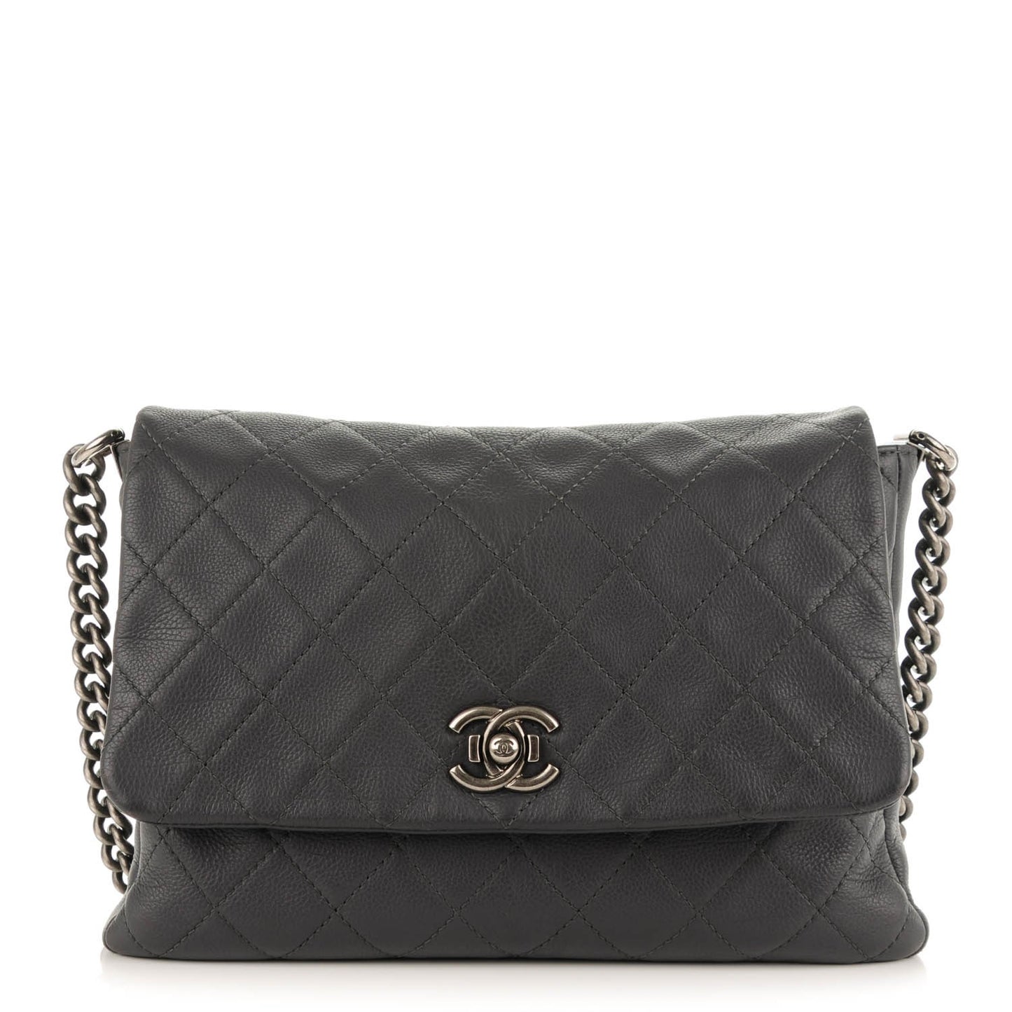 Calfskin Quilted Couture Messenger Grey