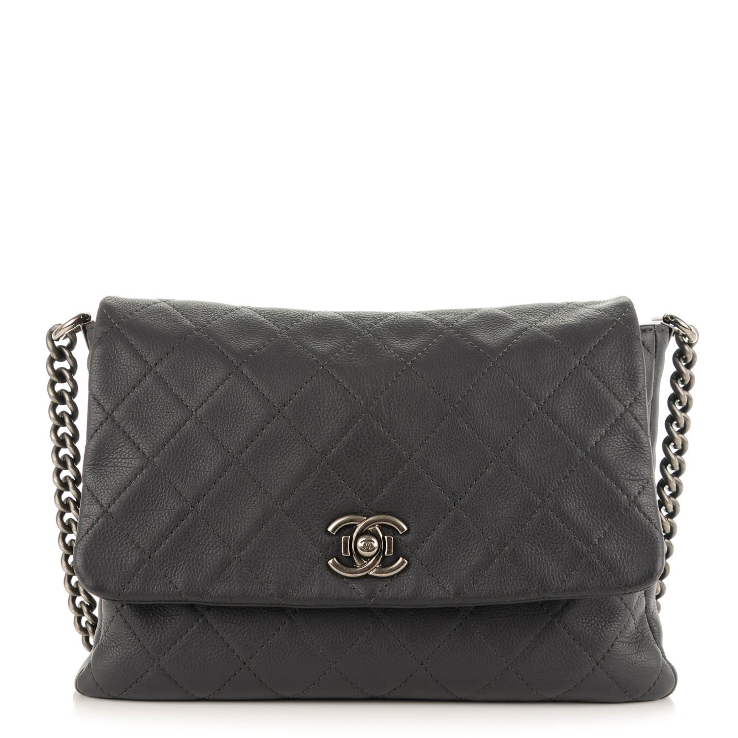 Chanel Calfskin Quilted Couture Messenger Grey 1 of 7