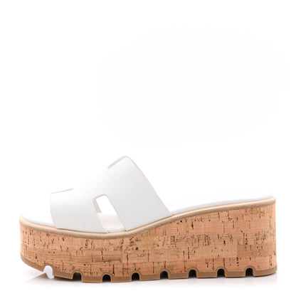 Hermes Calfskin Cork Eze 30 Sandals 37 White 1 of 9