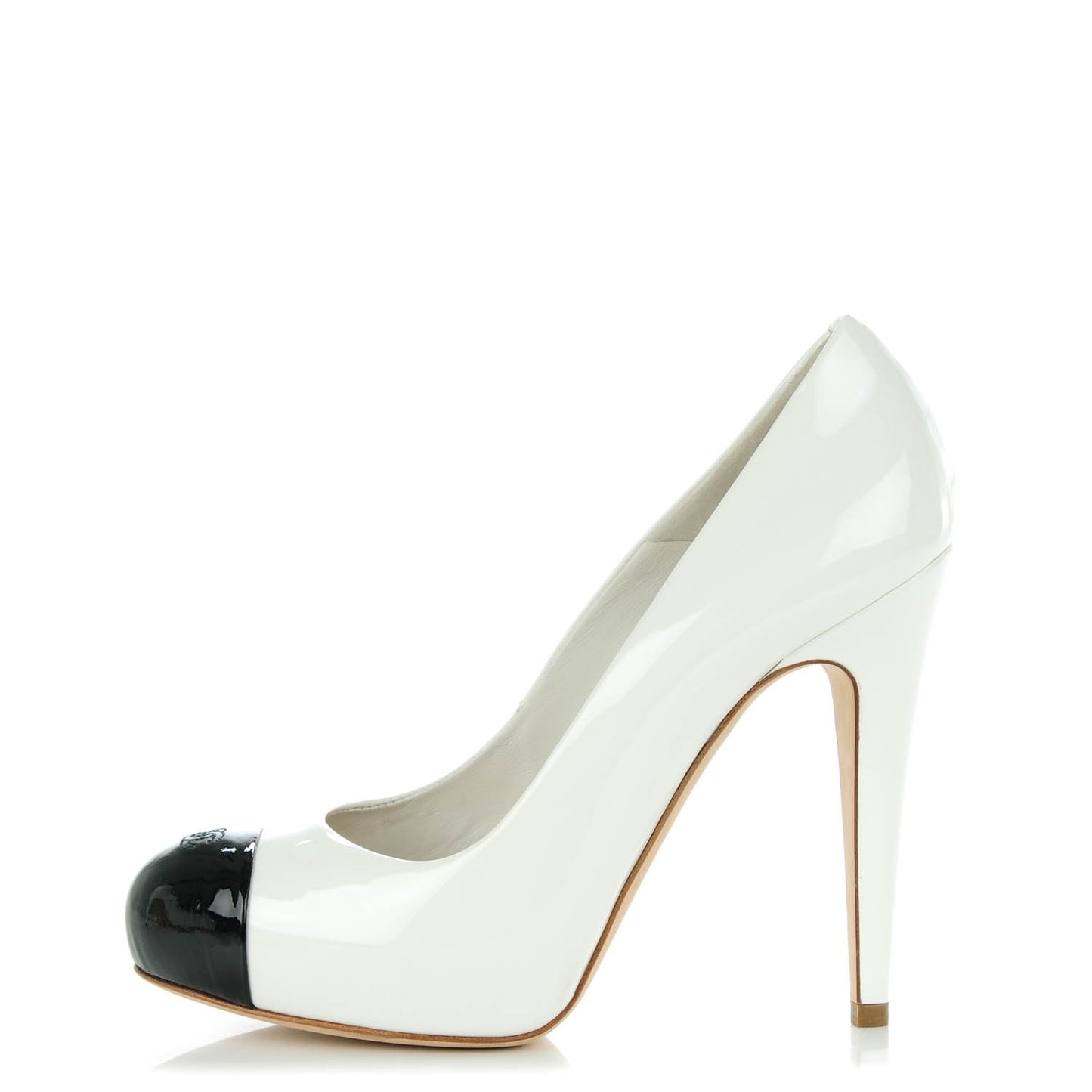Patent Cap Toe CC Pumps 37.5 White Black