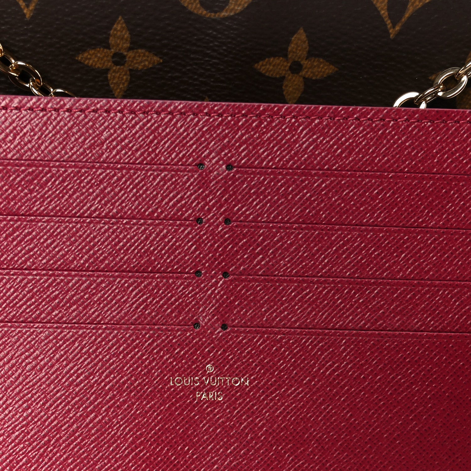 Louis Vuitton Monogram Pochette Felicie Chain Wallet Fuchsia 9 of 15