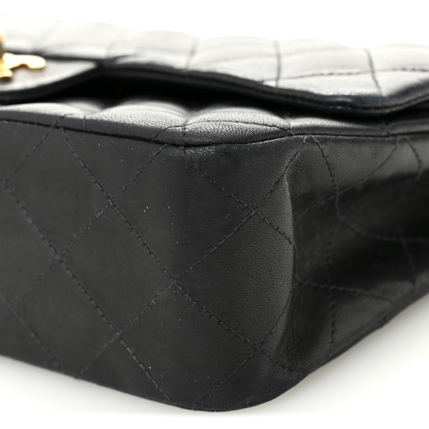 Lambskin Quilted Medium Double Flap Black