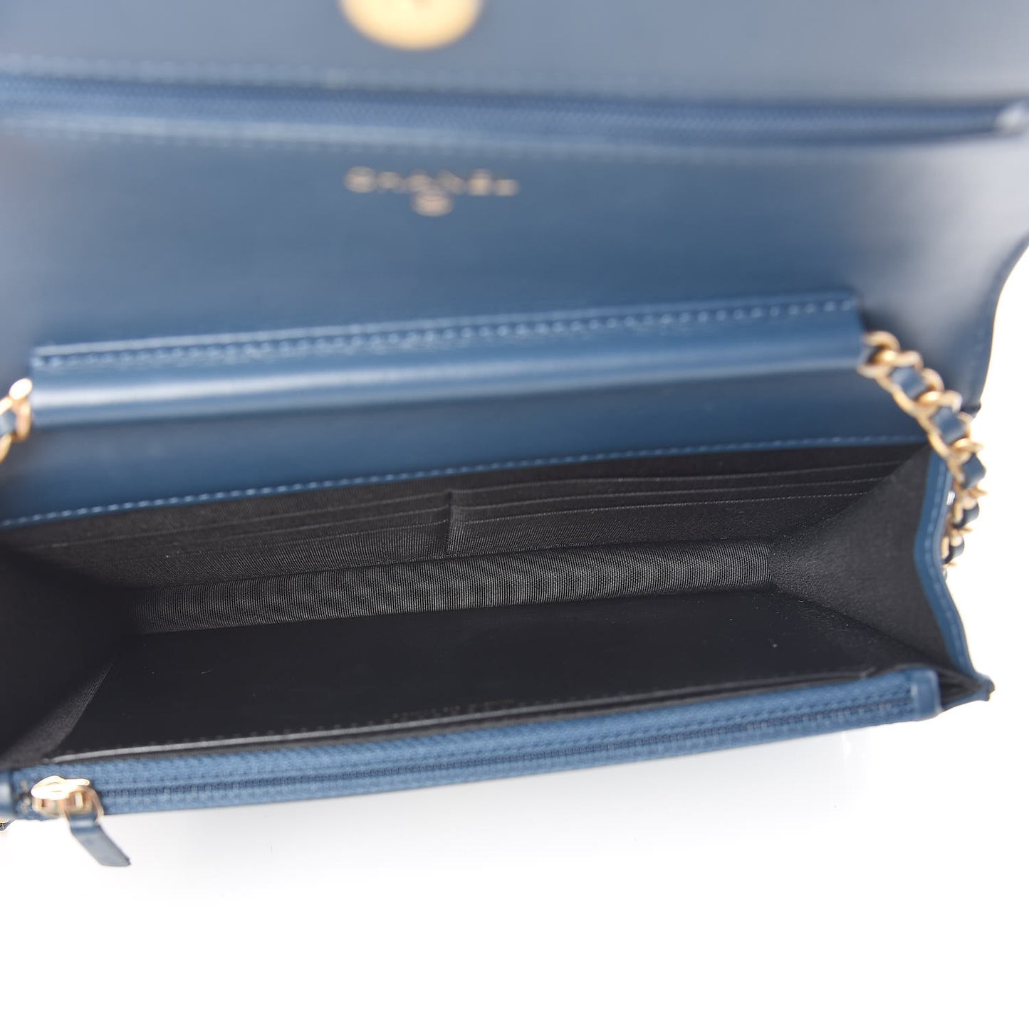 Caviar Quilted CC Filigree Wallet On Chain WOC Navy