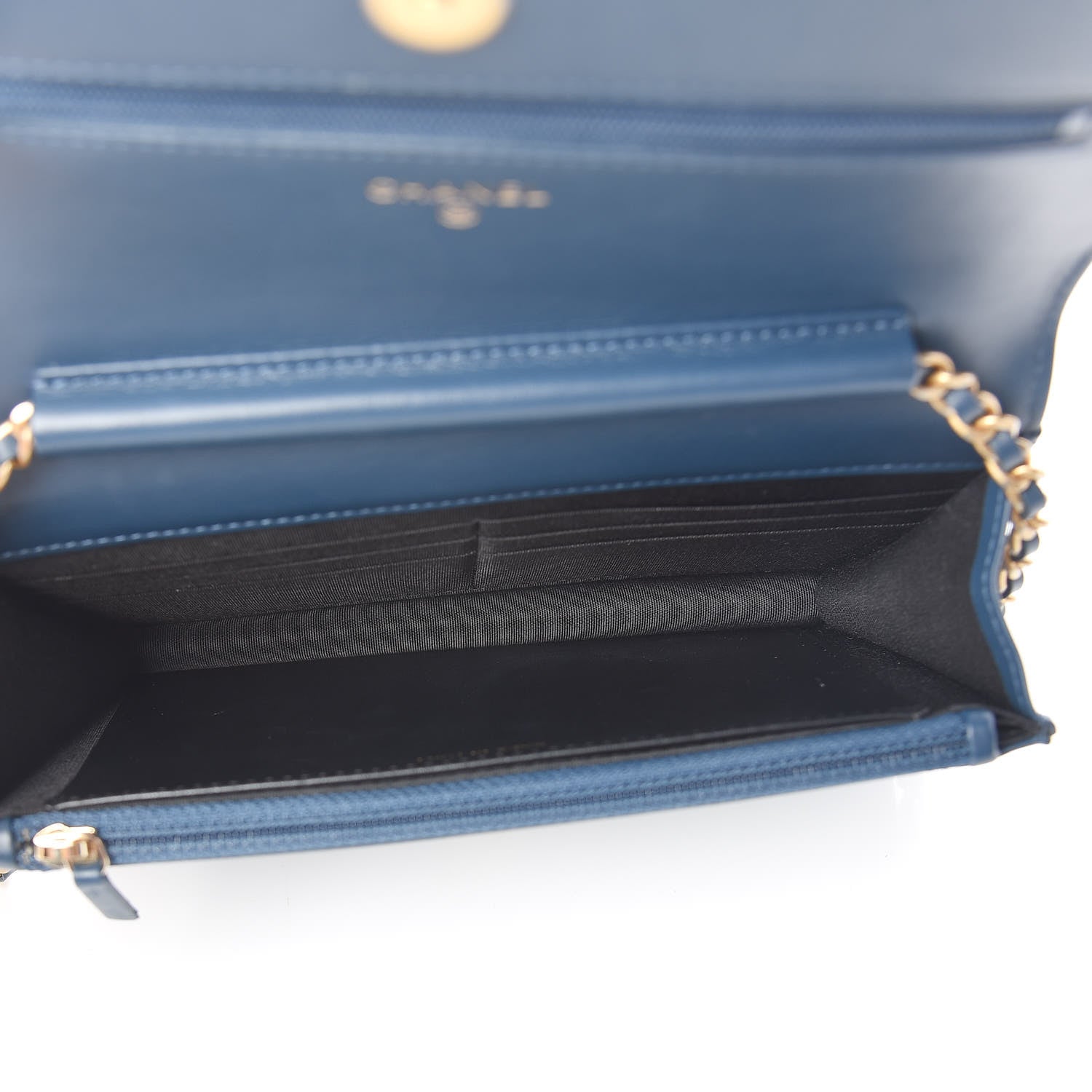 Chanel Caviar Quilted CC Filigree Wallet On Chain WOC Navy 5 of 12