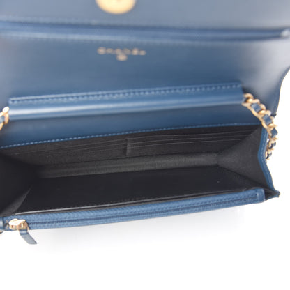 Chanel Caviar Quilted CC Filigree Wallet On Chain WOC Navy 5 of 12
