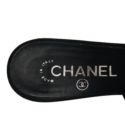 Chanel Tweed Pearl Mules 36 Black White 8 of 11