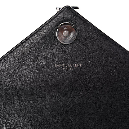 Saint Laurent Sheepskin Matelasse Chevron Monogram Medium College Bag Black 6 of 15