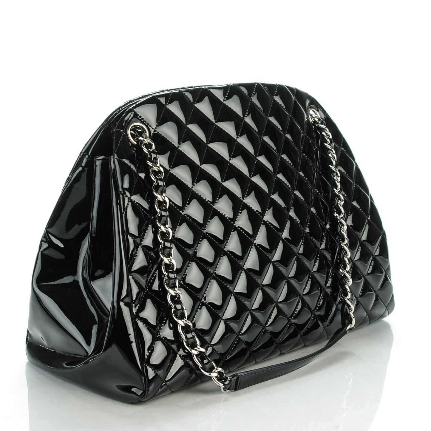 Patent Quilted Large Just Mademoiselle Bowling Bag Black