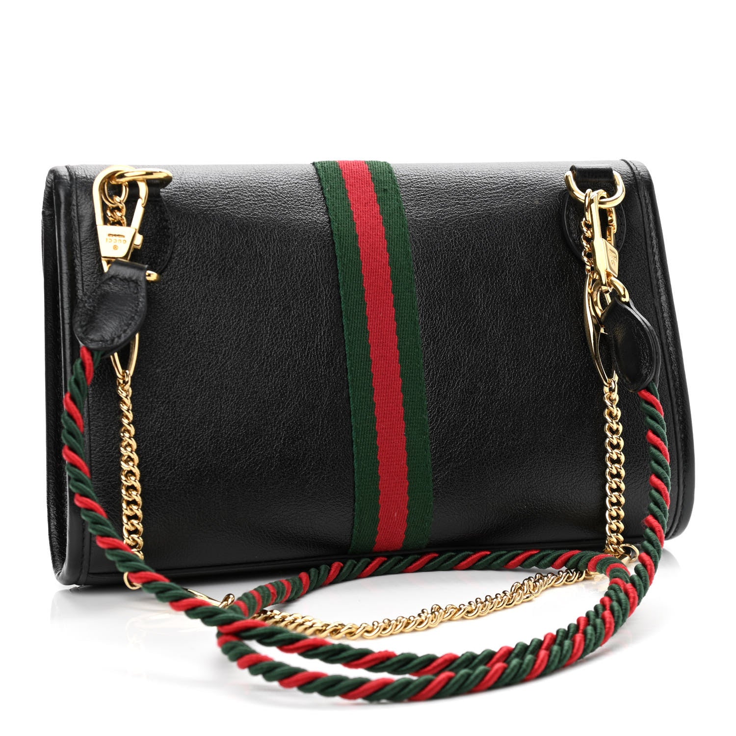 Gucci Textured Calfskin Web Small Rajah Slim Flap Shoulder Bag Black 3 of 10