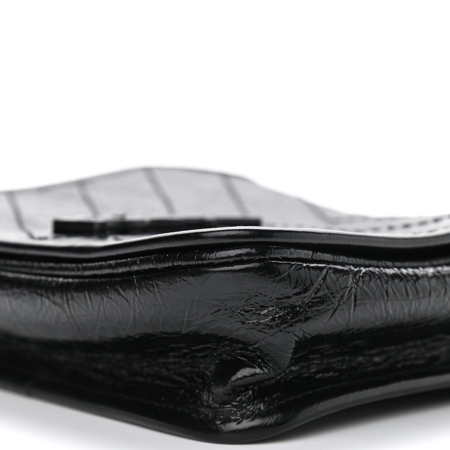 Crinkled Calfskin Matelasse Monogram Niki Chain Wallet Black