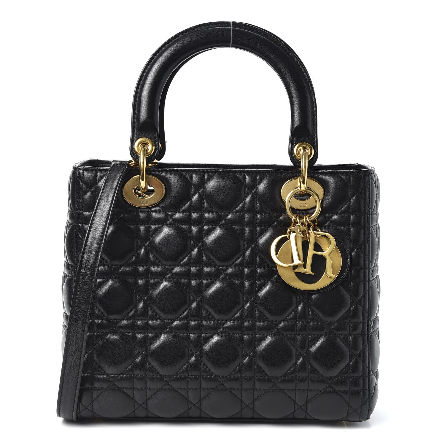 Christian Dior Lambskin Cannage Medium Lady Dior Black 1 of 9