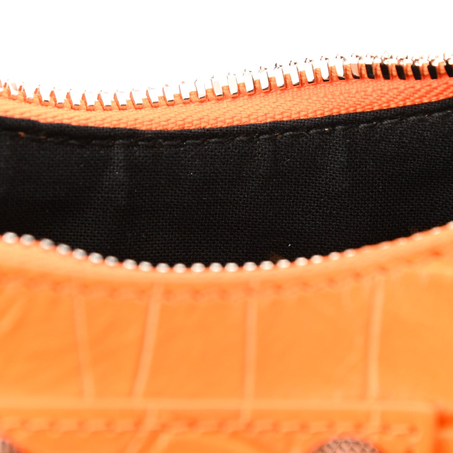 Extra Supple Calfskin Crocodile Embossed Le Cagole Shoulder Bag XS Pop Orange