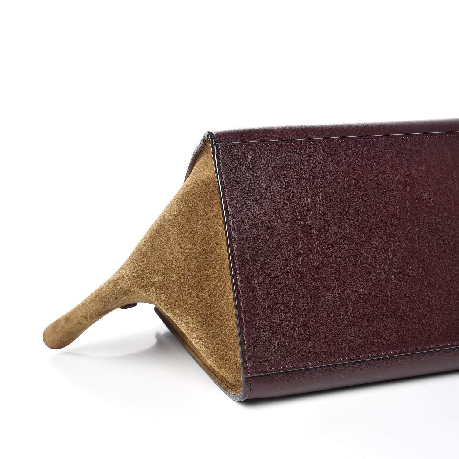 Celine Smooth Calfskin Suede Medium Tri-Color Trapeze Burgundy 6 of 11