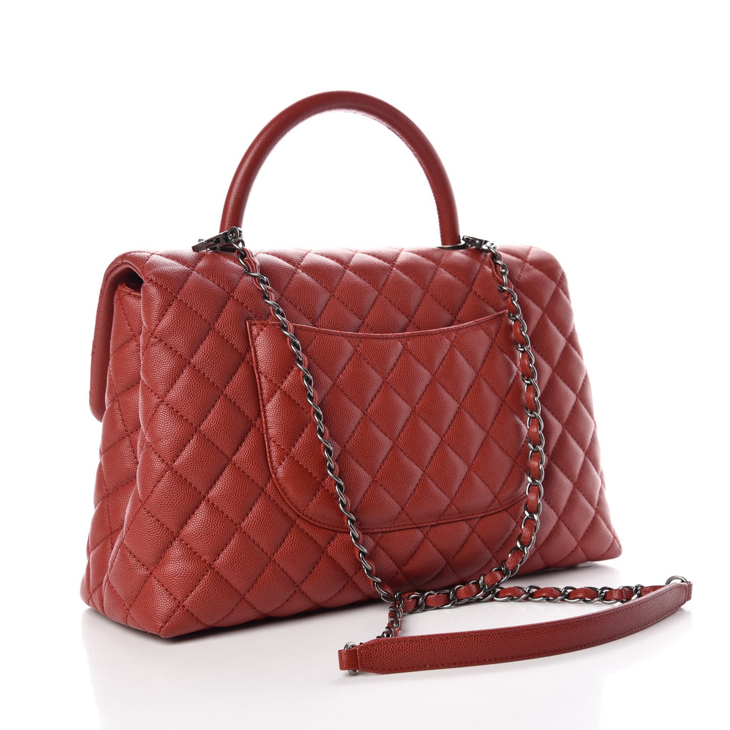 Caviar Quilted Medium Coco Handle Flap Dark Red