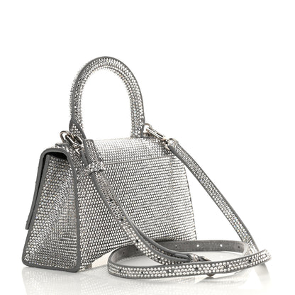 Balenciaga Strass Suede Hourglass Top Handle Bag XS Smoke Grey Crystal 3 of 13