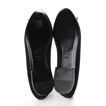 Chanel Suede Patent Cap Toe CC Ballerina Flats 36.5 Black 5 of 9