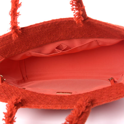 Chanel Wool Tweed Large Zipped Shopping Tote Red 5 of 10