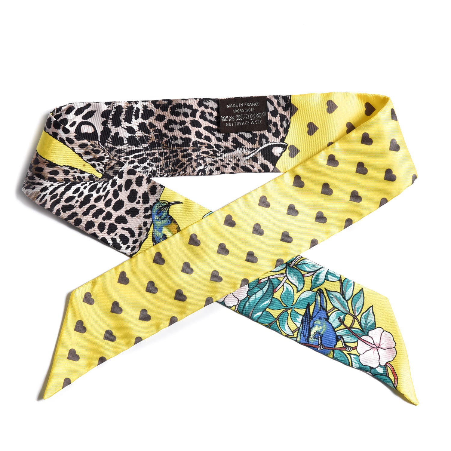 Hermes Silk Jungle Love Love Twilly Jaune Vif Canard 1 of 4