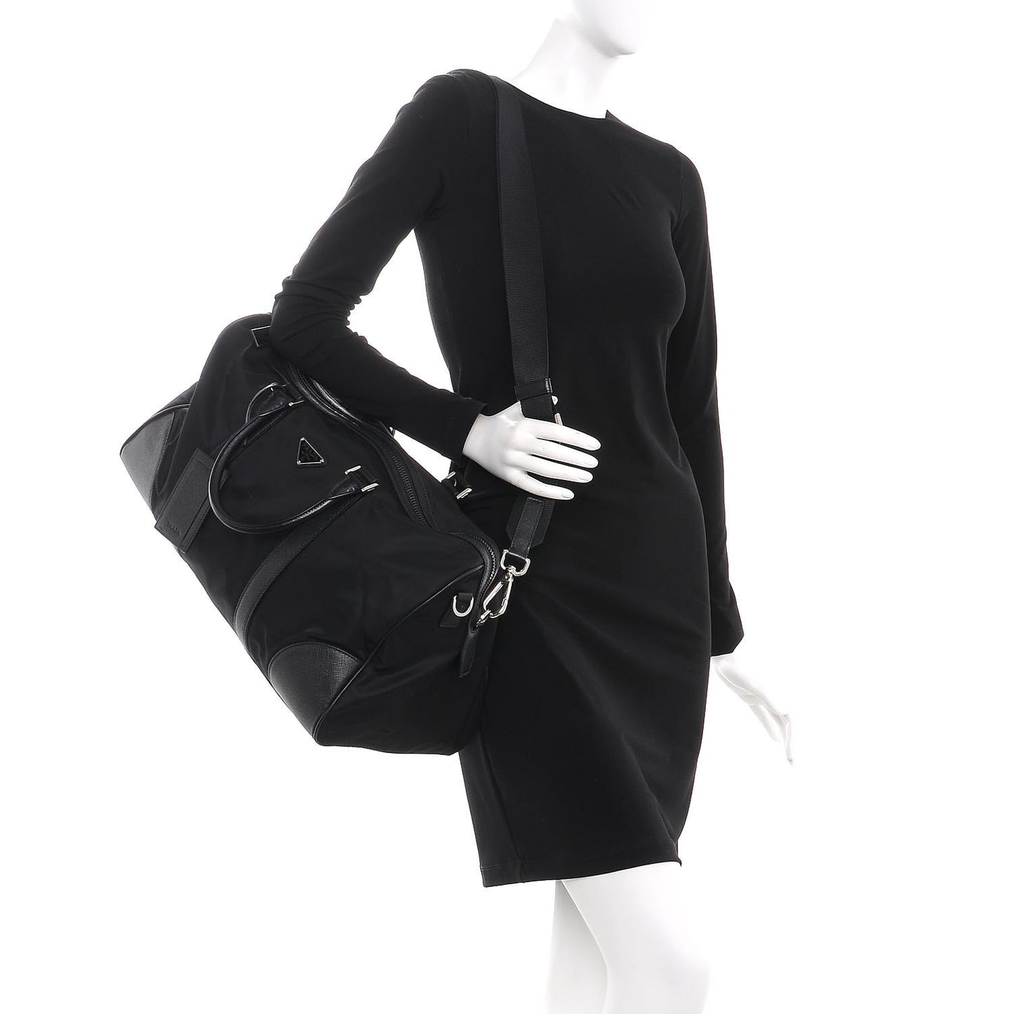 Tessuto Nylon Saffiano Duffle Bag Nero Black