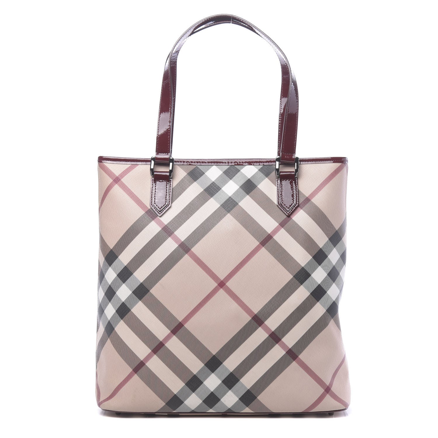 Burberry Supernova Check Regent Tote Berry Red 1 of 12