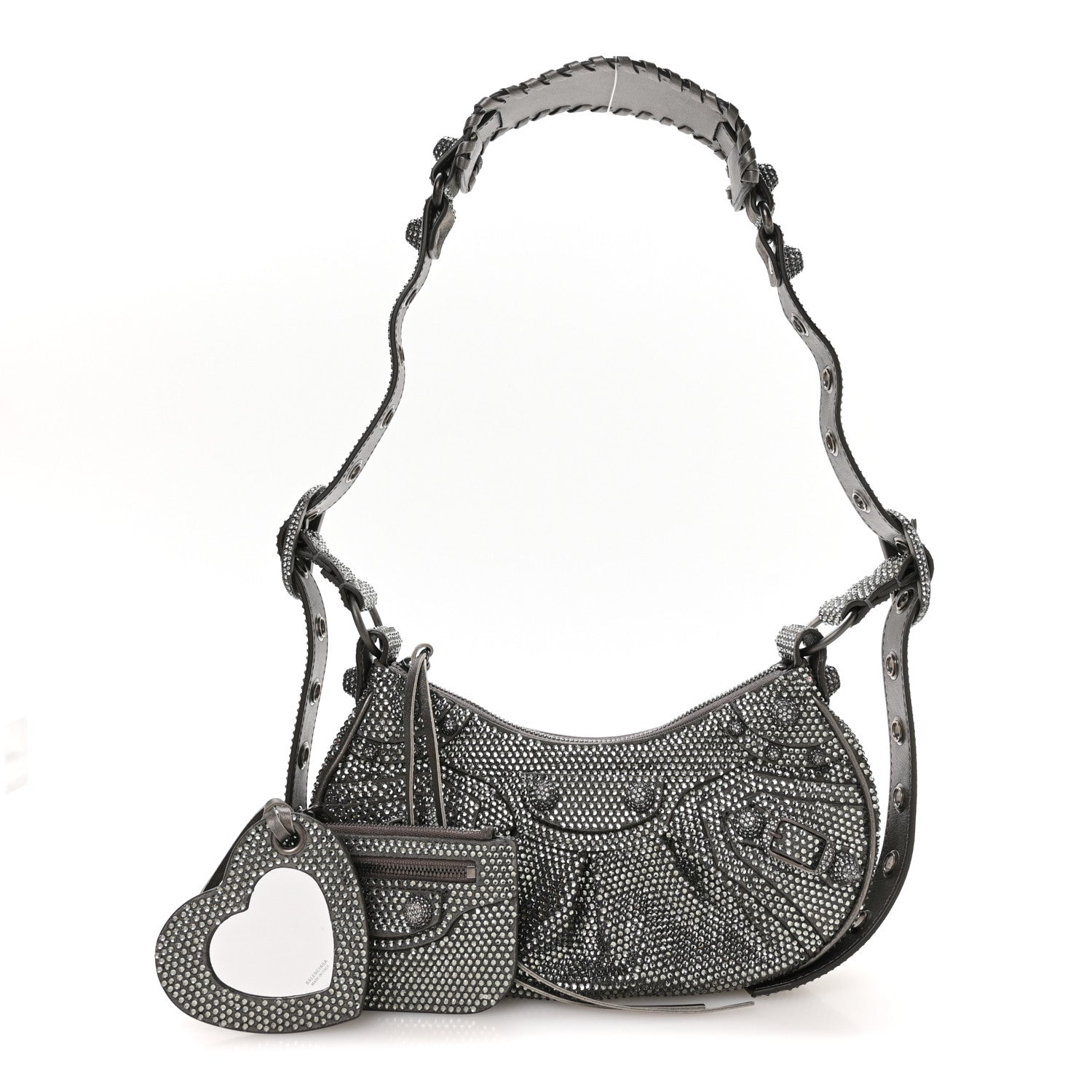 Balenciaga Rhinestone Encrusted Le Cagole Shoulder Bag XS Silver 3 of 11