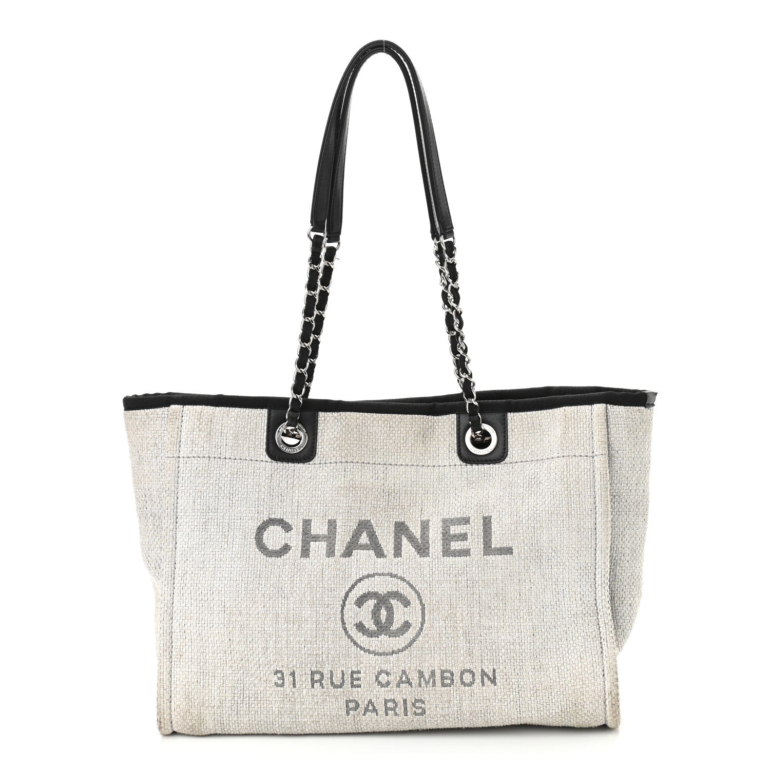 Chanel Woven Straw Raffia Small Deauville Tote Grey 1 of 16
